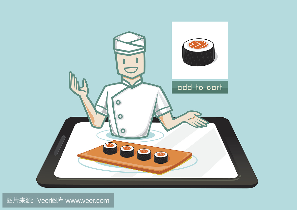 日本厨师在网上卖寿司